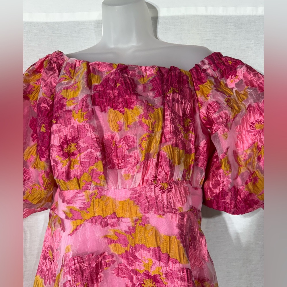 Petal & Pup Olivia Organza Pink and Yellow Floral Mini Dress - Picture 8 of 16